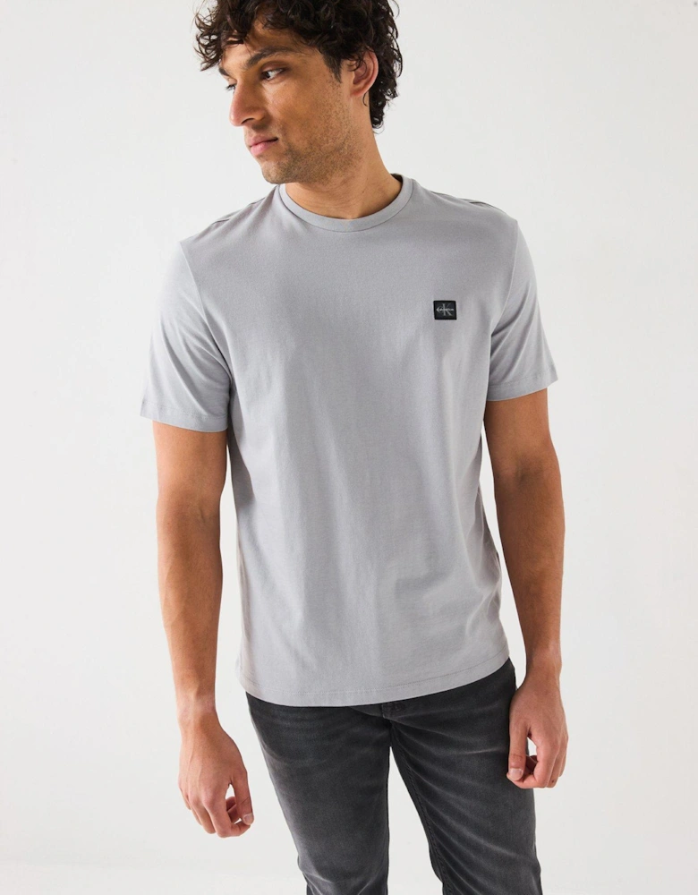 Left Chest Woven Badge T-Shirt - Grey