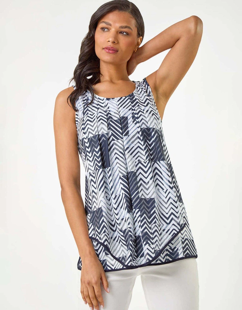 Mono Print Hanky Hem Top - Black