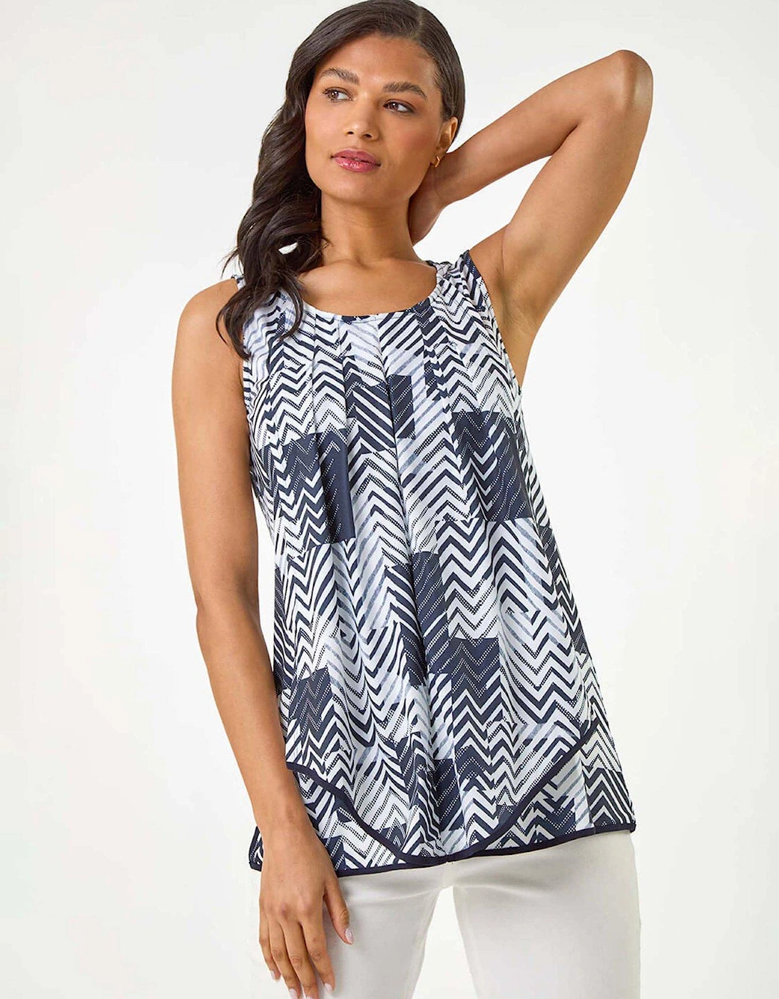 Mono Print Hanky Hem Top - Black, 2 of 1