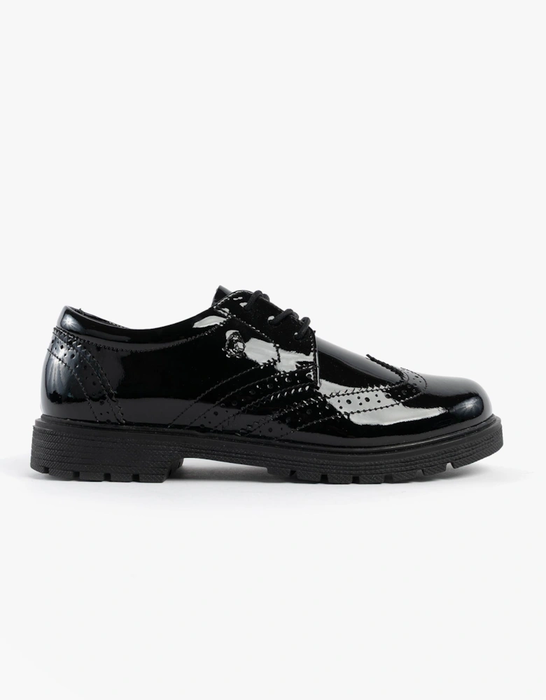 SALLY Girls Leather School Shoes Black Patent