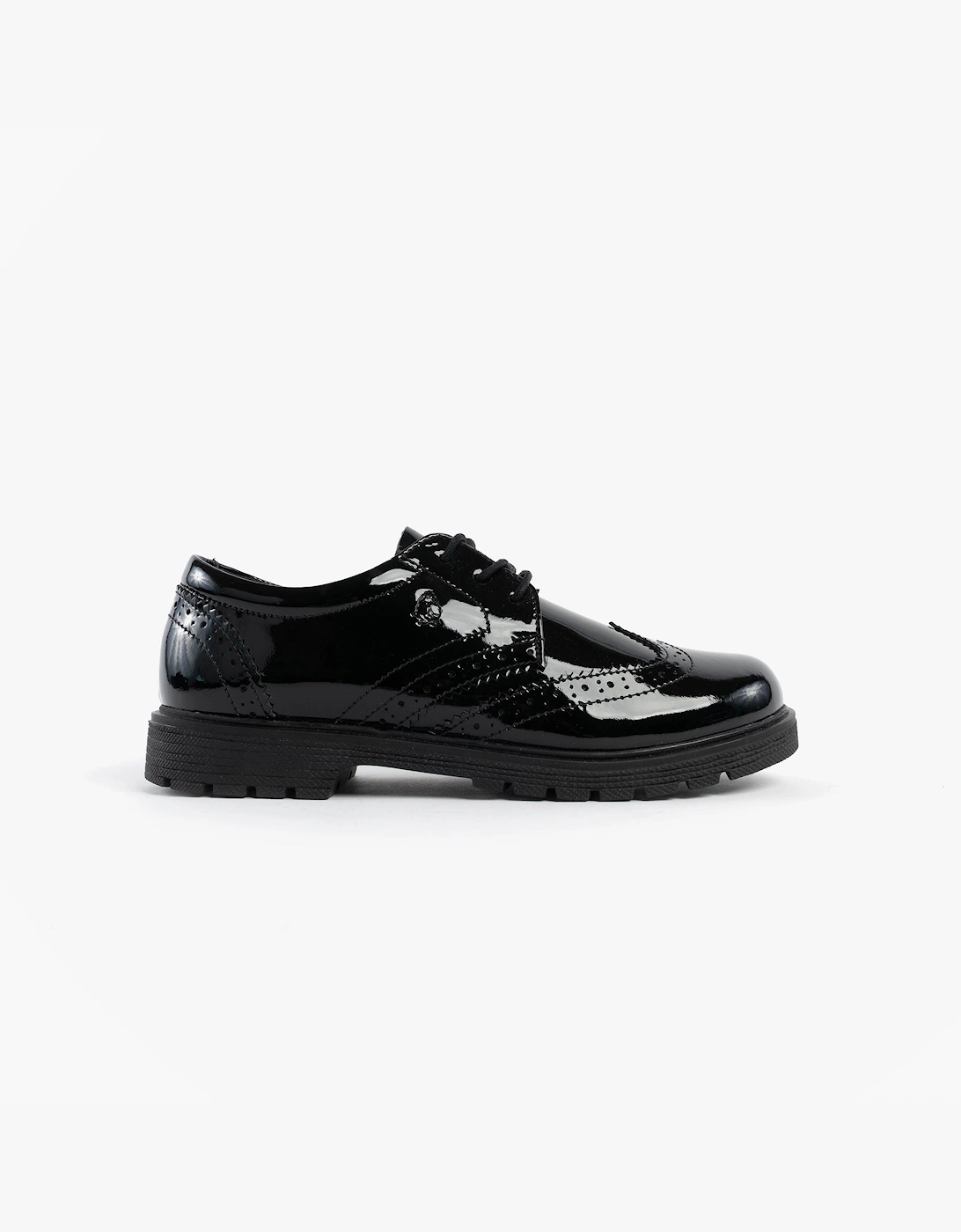 Hush Puppies Girls Black 'S Sally Leather School Shoes Patent  Uk 4 Older Kids