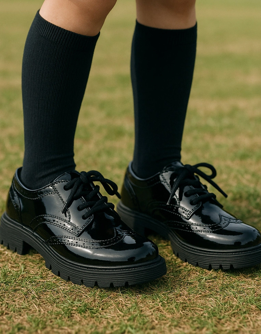 SALLY Girls Leather School Shoes Black Patent