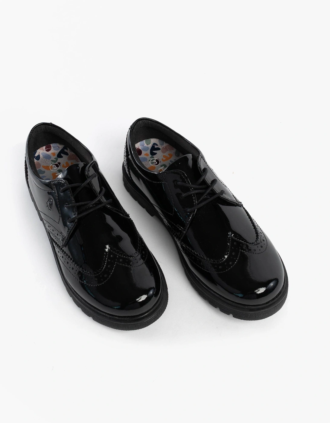 SALLY Girls Leather School Shoes Black Patent