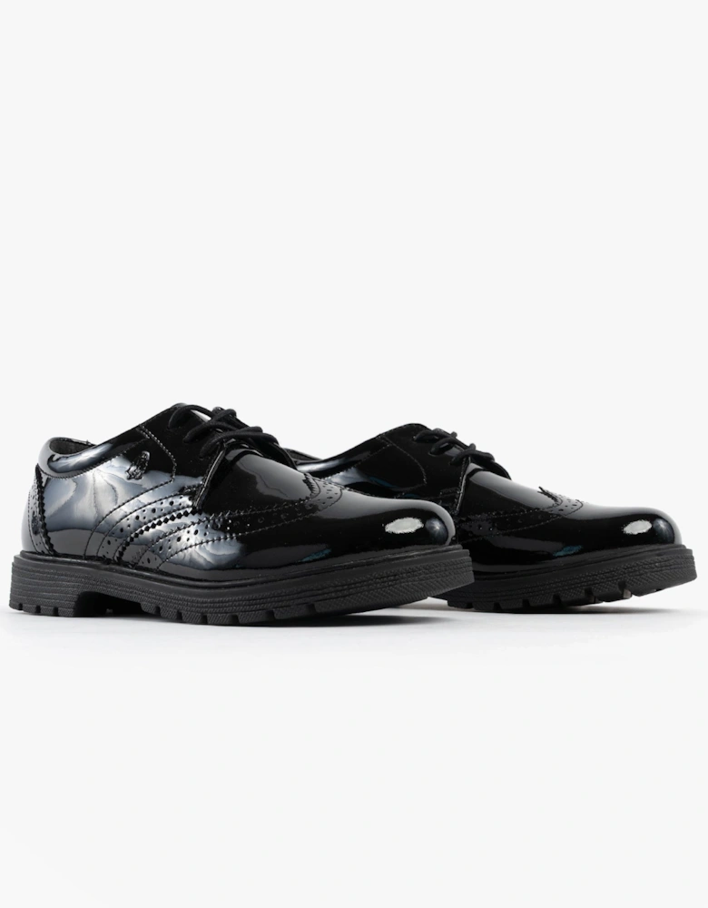 SALLY Girls Leather School Shoes Black Patent