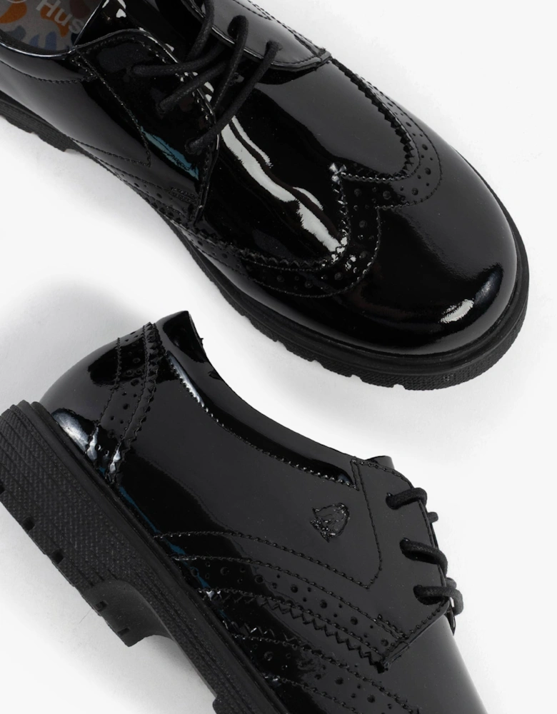 SALLY Girls Leather School Shoes Black Patent