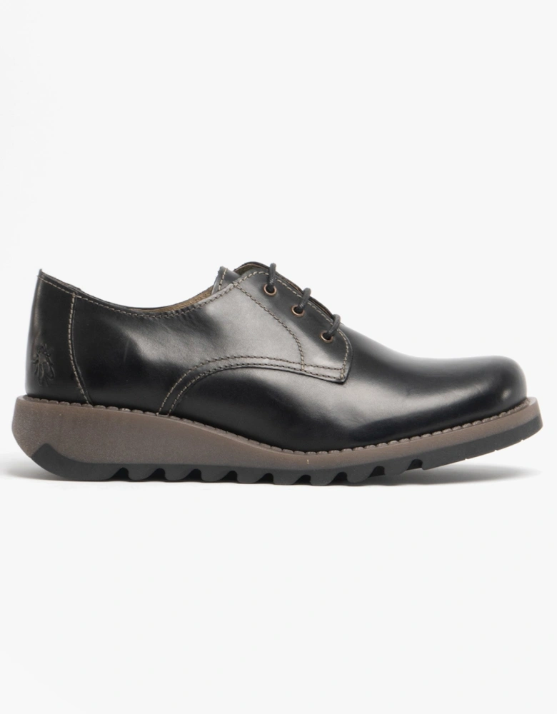 SIMB K Girls Leather Lace Derby Shoes Black