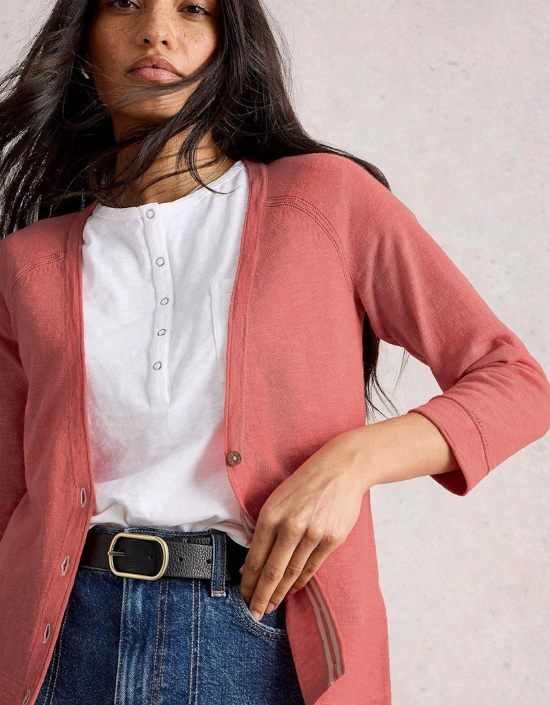 Naria Linen Blend Cardi - Pink
