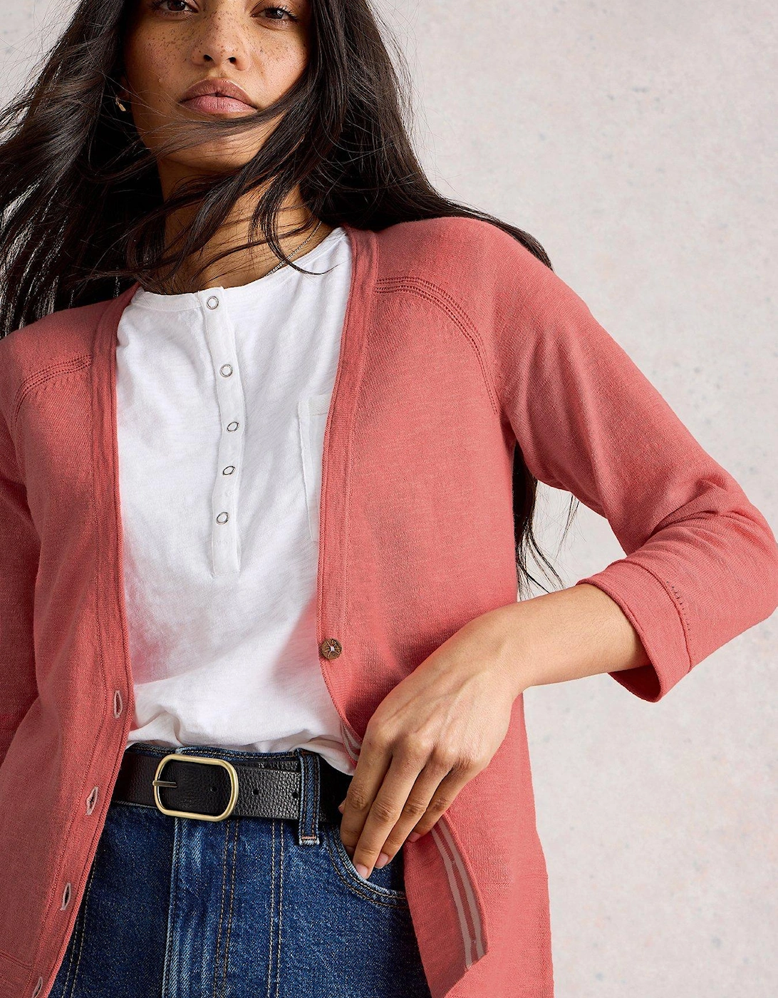 Naria Linen Blend Cardi - Pink, 2 of 1