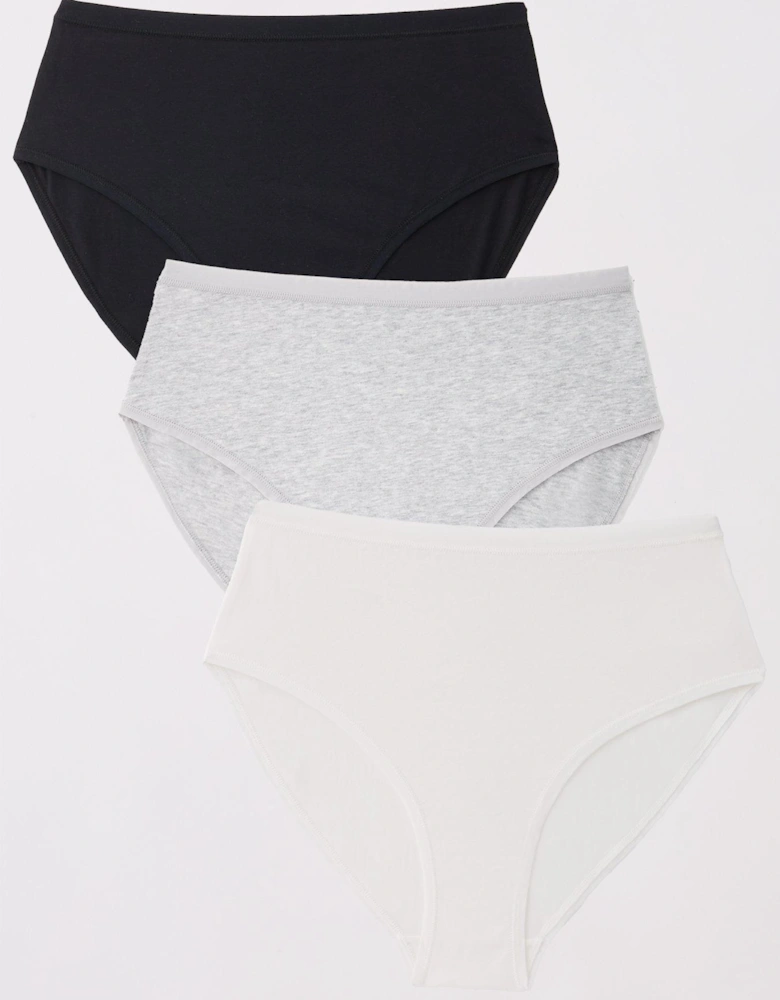 3pk Plain Cotton Full High Waisted Briefs