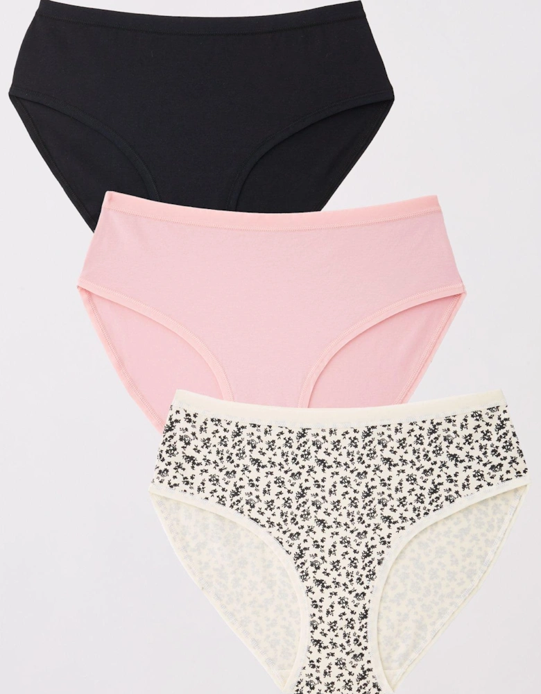 3pk Cotton Plain And Printed Hipster Briefs