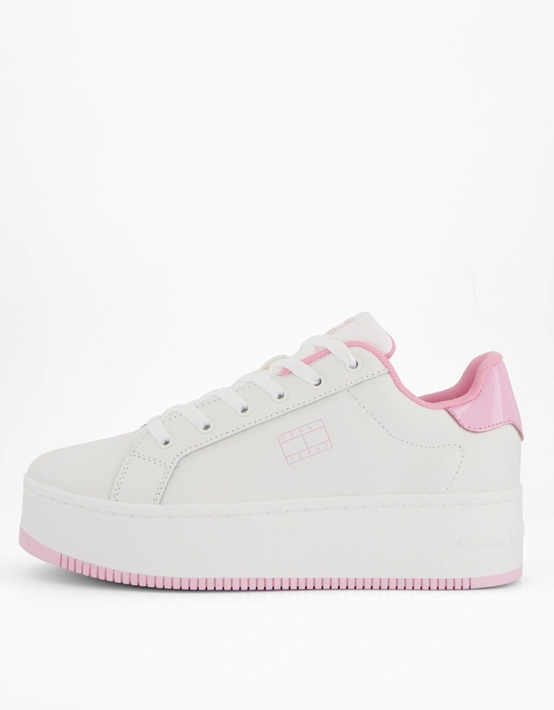 Jean Platform Sneakers - Ecru/ Pink
