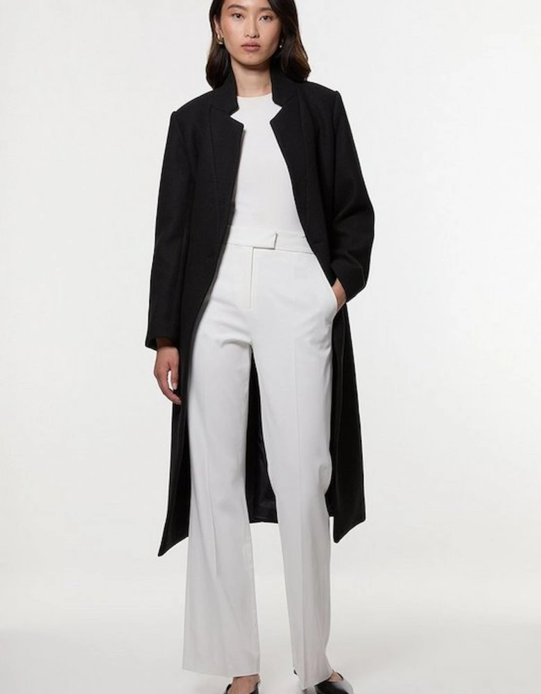 Wool Investment Notch Neck Tailored Midi Coat