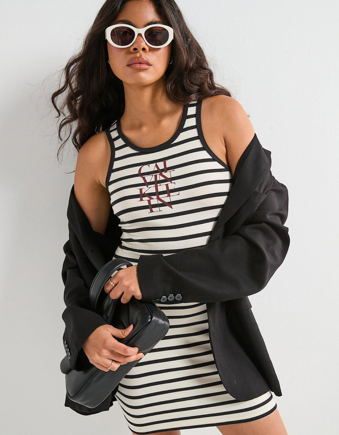 Cotton Rib Stripe Dress - Black, 2 of 1