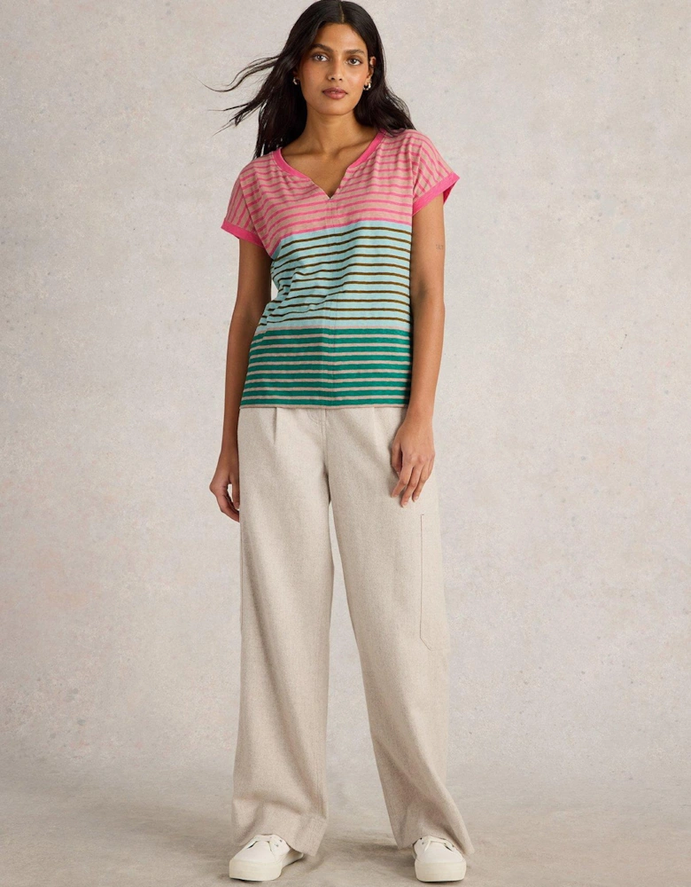 Nelly Notch Neck T-shirt - Pink