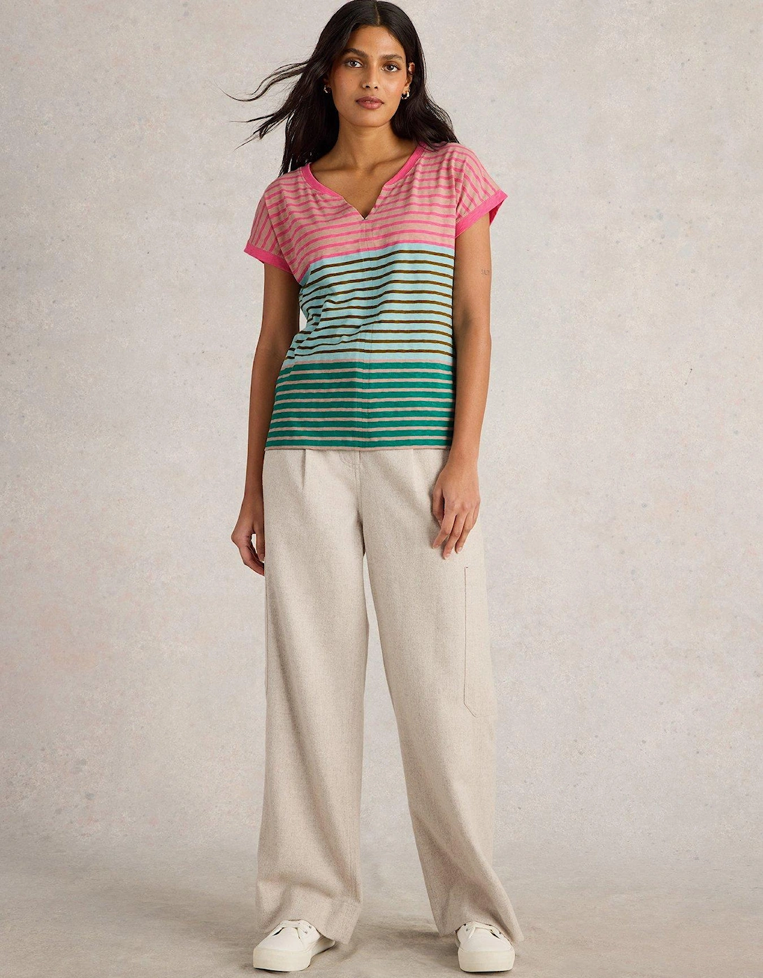 Nelly Notch Neck T-shirt - Pink, 2 of 1