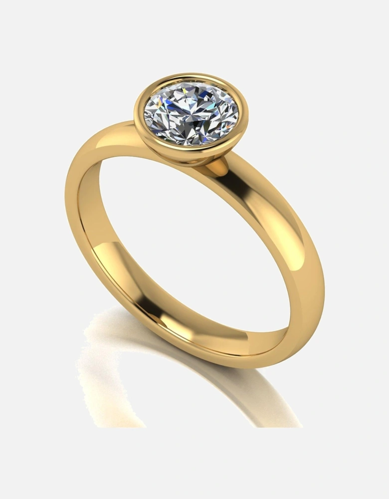 9Ct 1Ct Rub Set Wed Fit Solitaire Ring - Gold