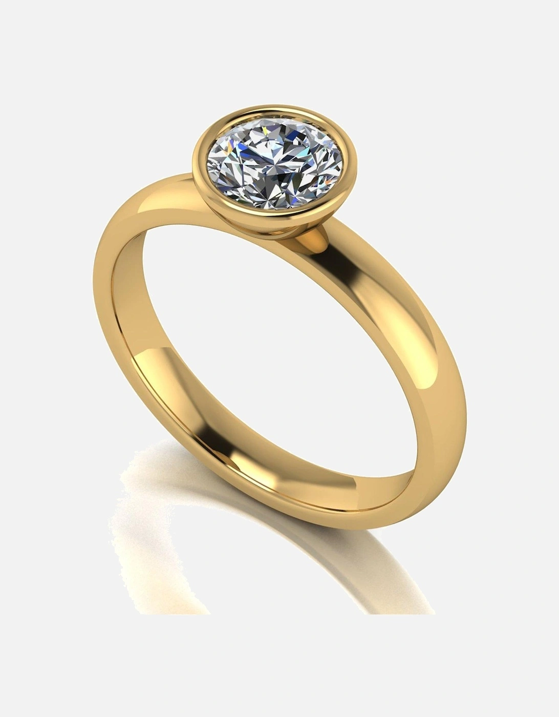 9Ct 1Ct Rub Set Wed Fit Solitaire Ring - Gold, 2 of 1
