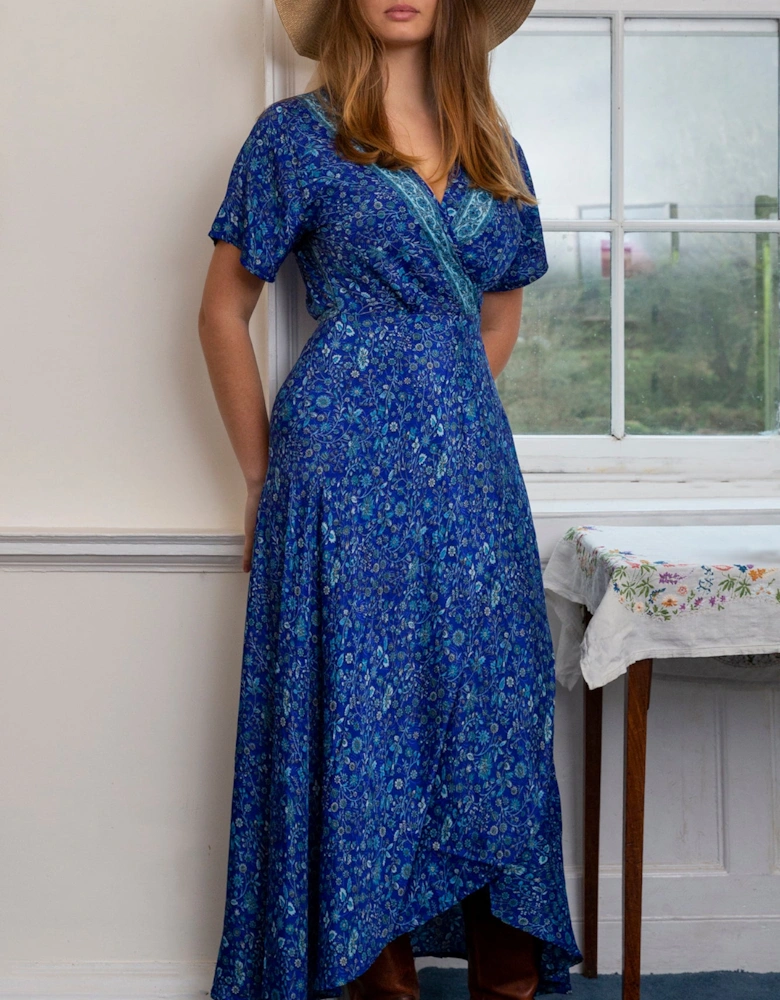 Francesca wrap dress in Azure meadow