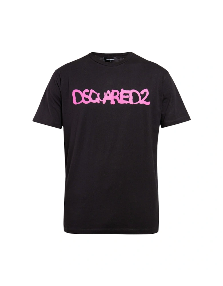 Cool Fit Scribble Spray Logo Black T-Shirt