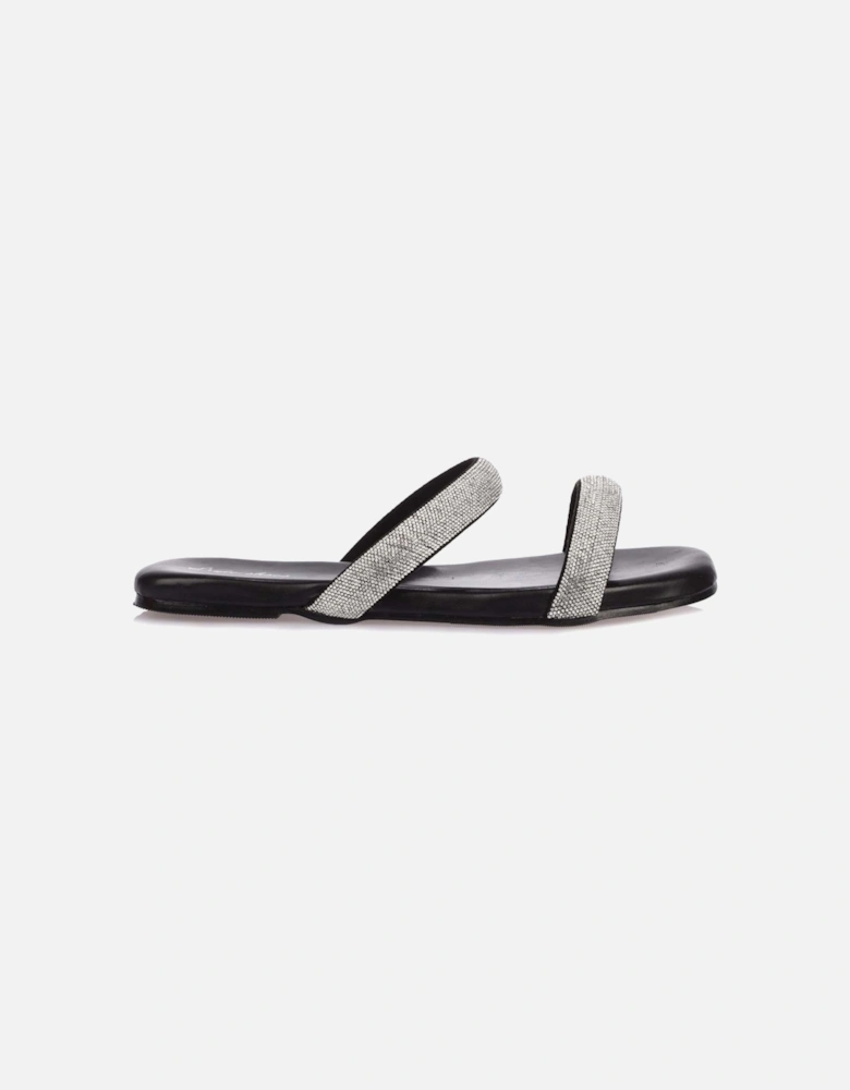 Sparkly Double Strap Slip On Sandals