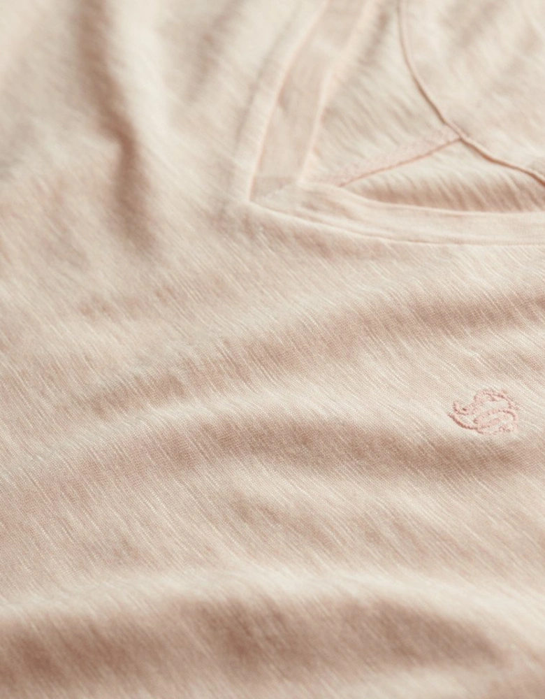 Women's Studios Slub Embroidered Vee Tee Mauve Morn Pink
