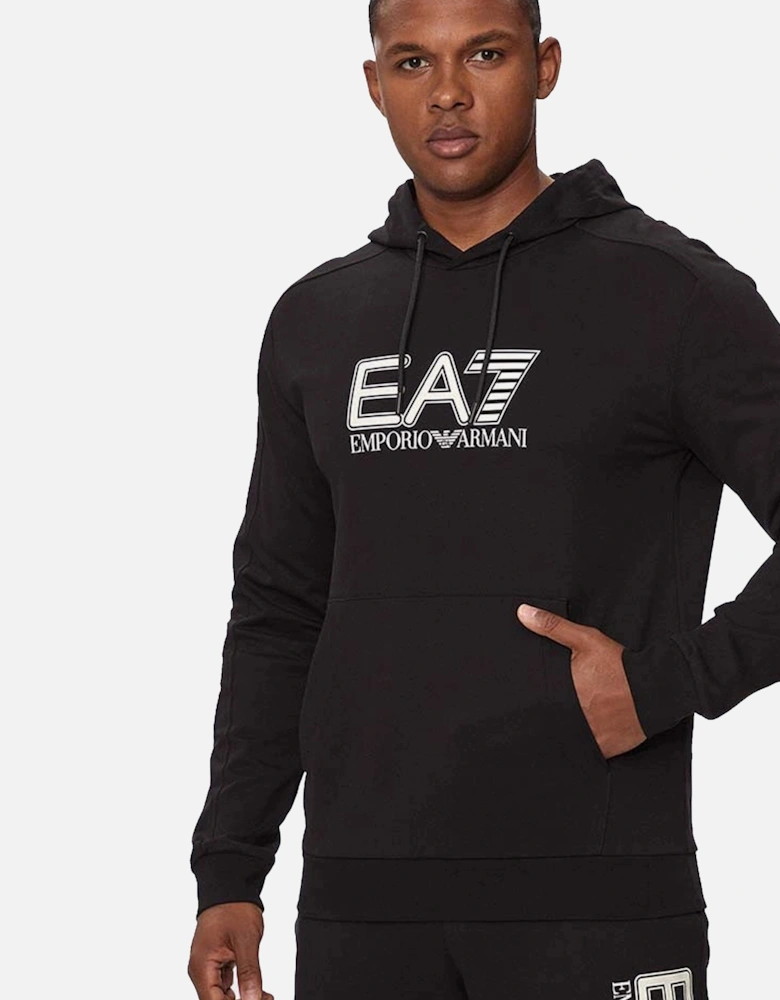 Emporio Armani Oversized Logo Hooded Sweatshirt Black