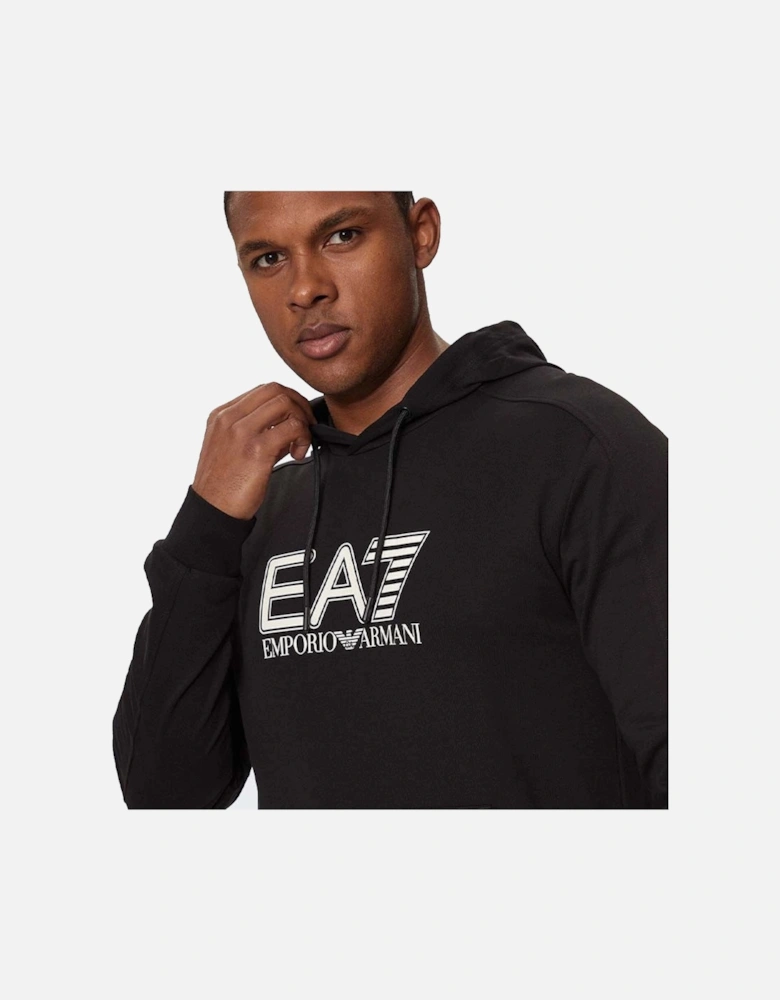 Emporio Armani Oversized Logo Hooded Sweatshirt Black