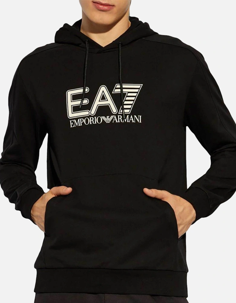 Emporio Armani Oversized Logo Hooded Sweatshirt Black