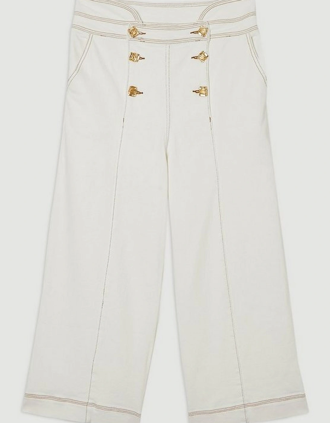 Denim Button Front Culottes Trousers