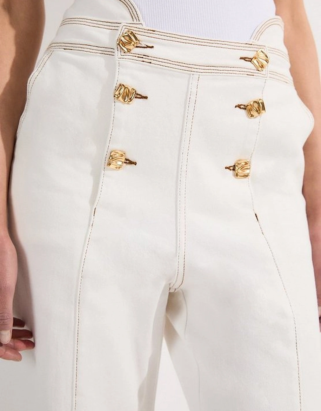 Denim Button Front Culottes Trousers