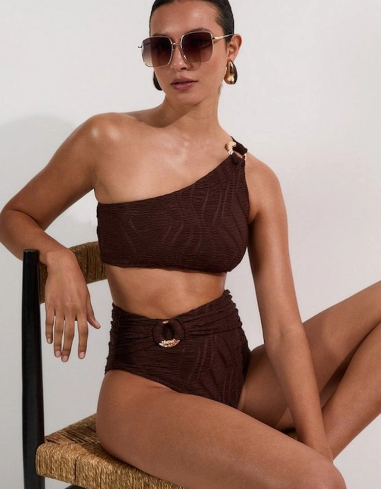 Textured Gold Trim Bikini Bottoms