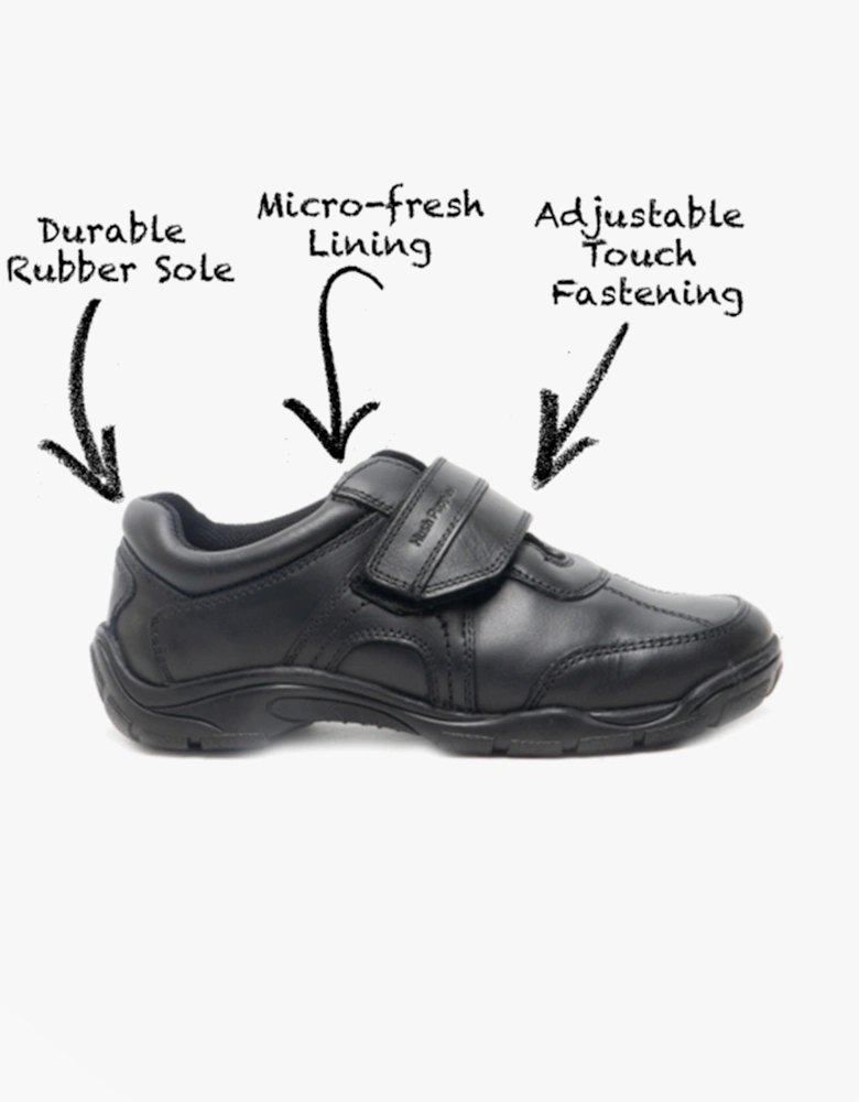 ARLO Boys Leather School Shoes Black
