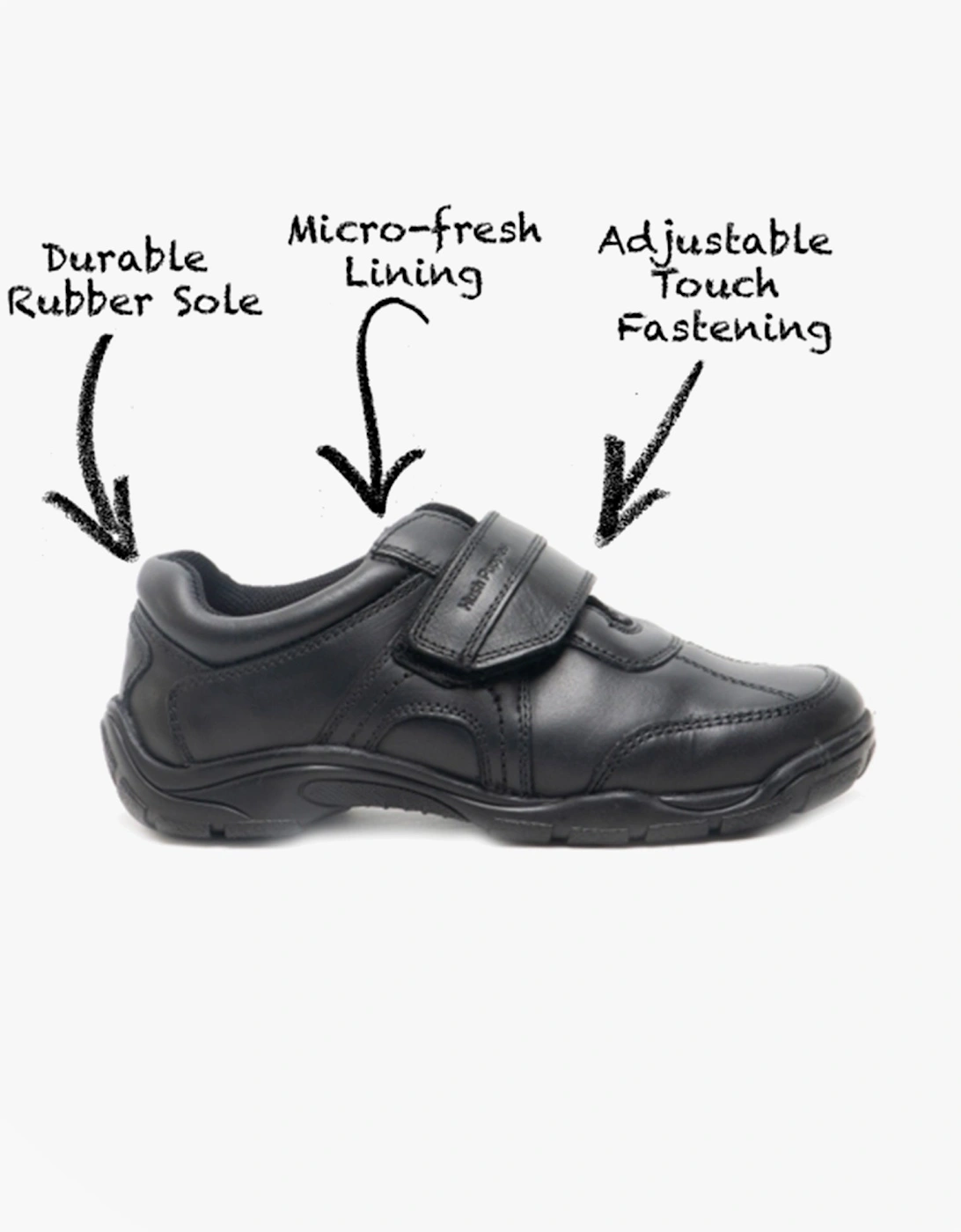 ARLO Boys Leather School Shoes Black, 8 of 7