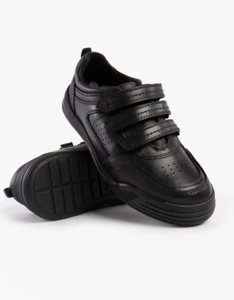 SCOTT Boys Leather School Shoes Black