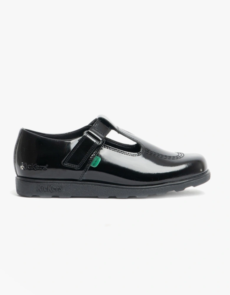 115177 FRAGMA T-BAR Girls School Shoes Patent Black
