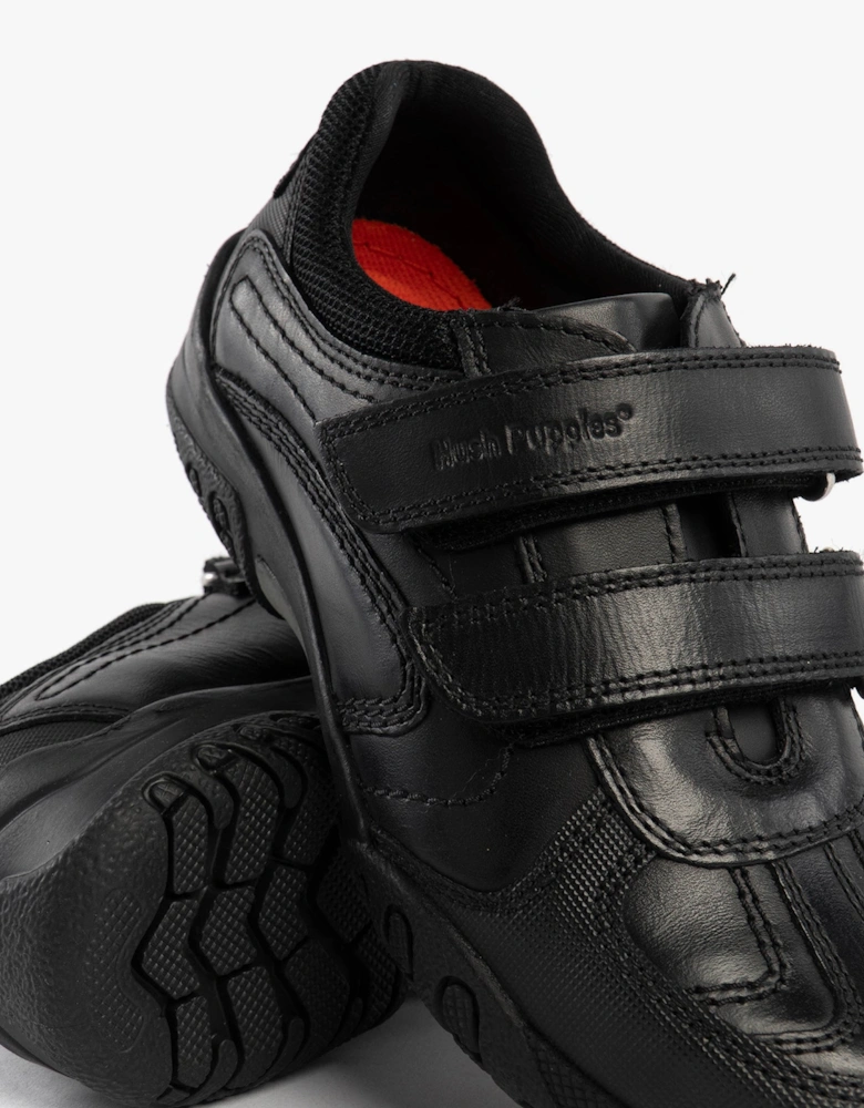 JEZZA 2 Boys Leather School Shoes Black