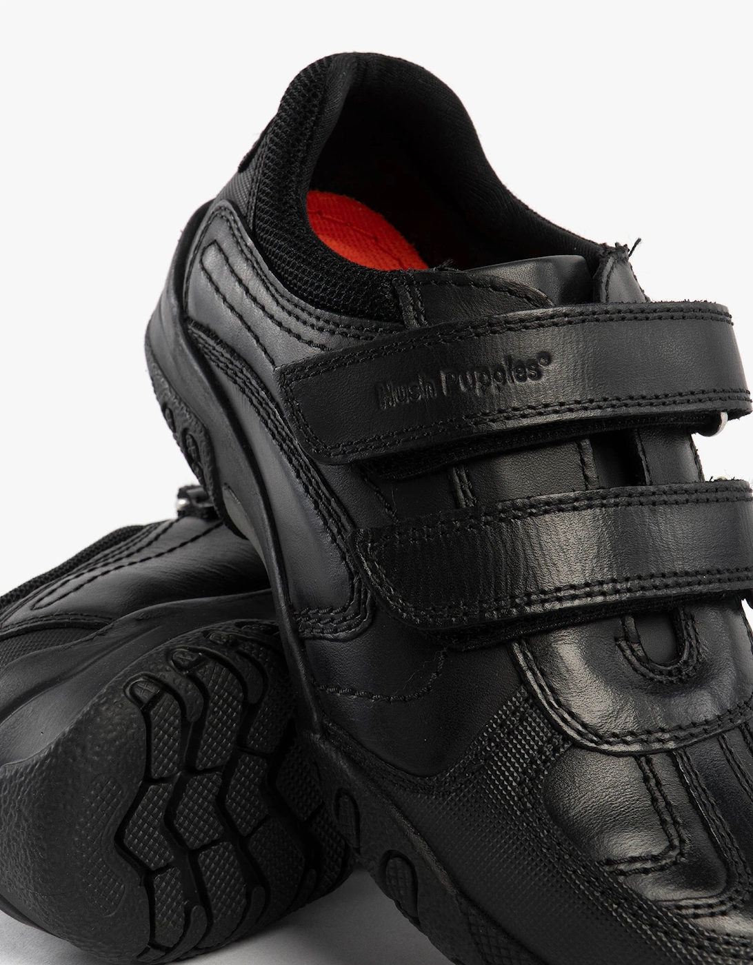 JEZZA 2 Boys Leather School Shoes Black