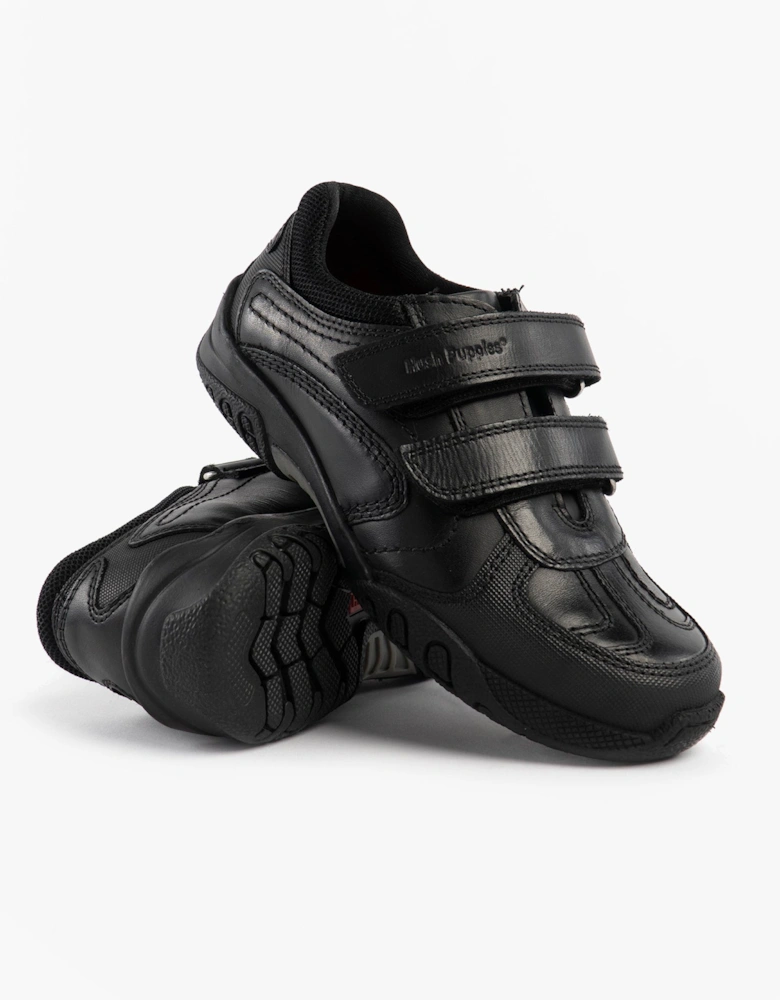 JEZZA 2 Boys Leather School Shoes Black