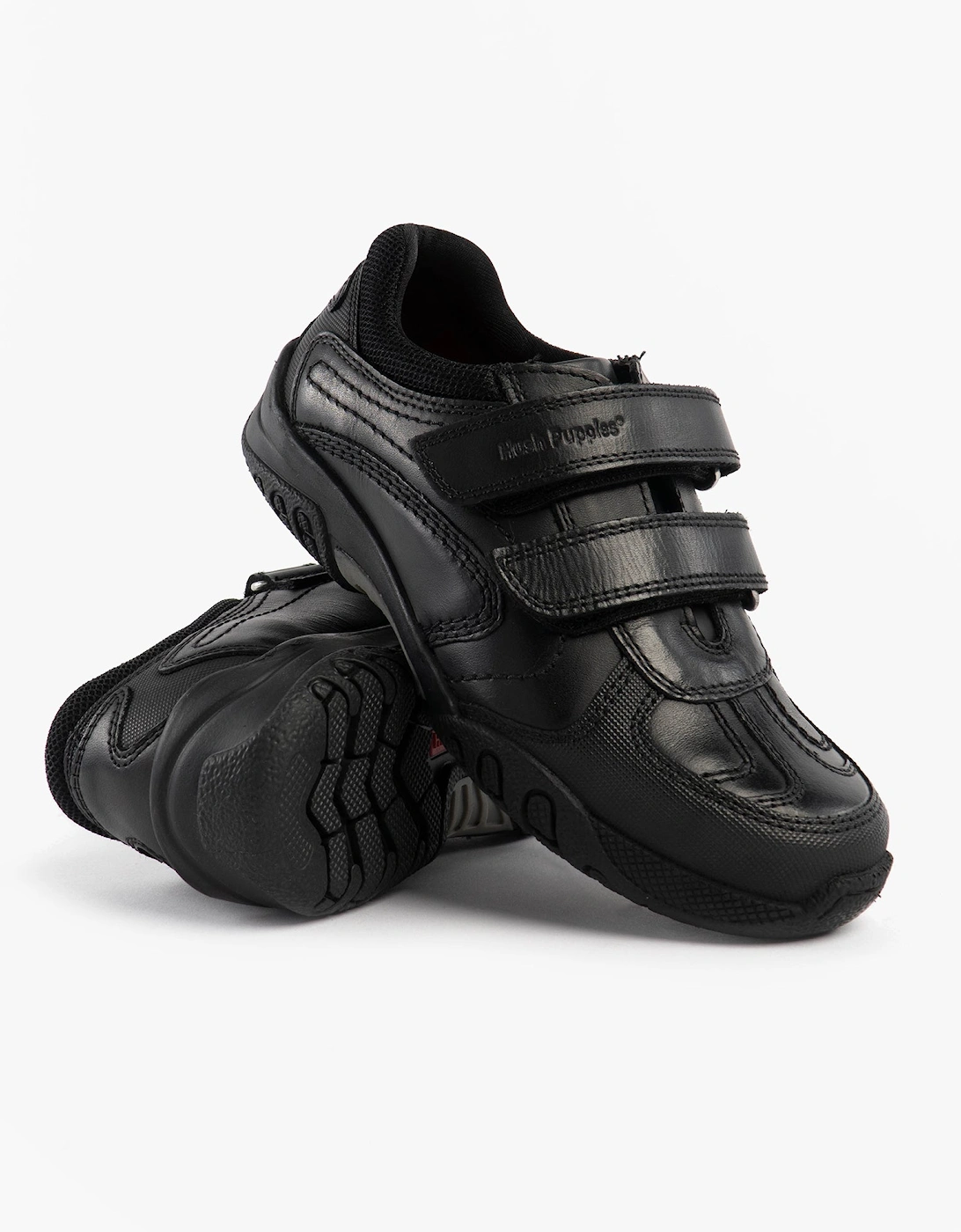JEZZA 2 Boys Leather School Shoes Black