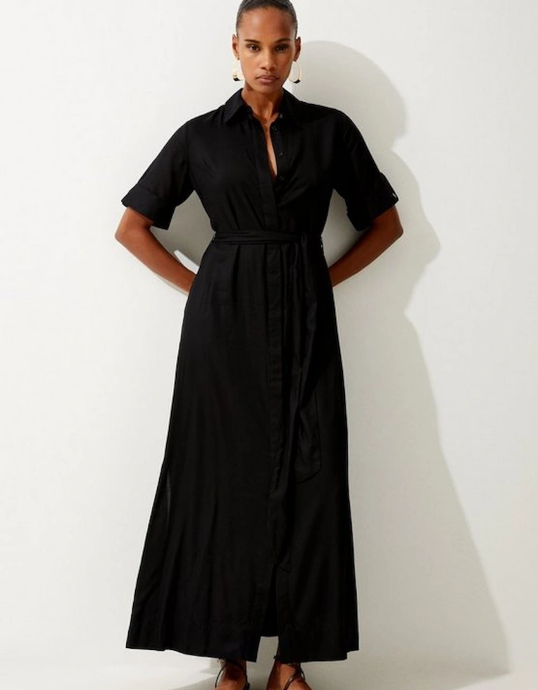 Short Sleeve Viscose Woven Maxi Dress