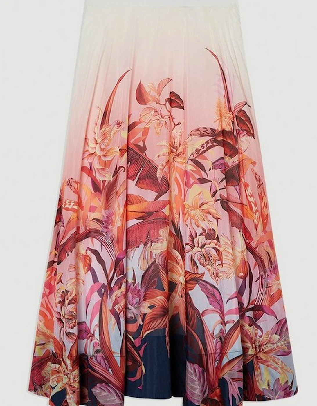 Petite Tropical Floral Silk Cotton Woven Prom Skirt