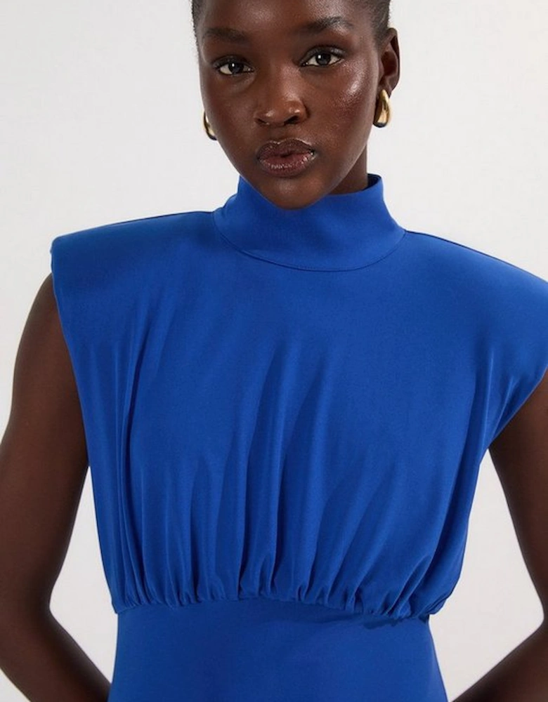 Drapey Crepe Jersey Corset Detail Maxi Dress