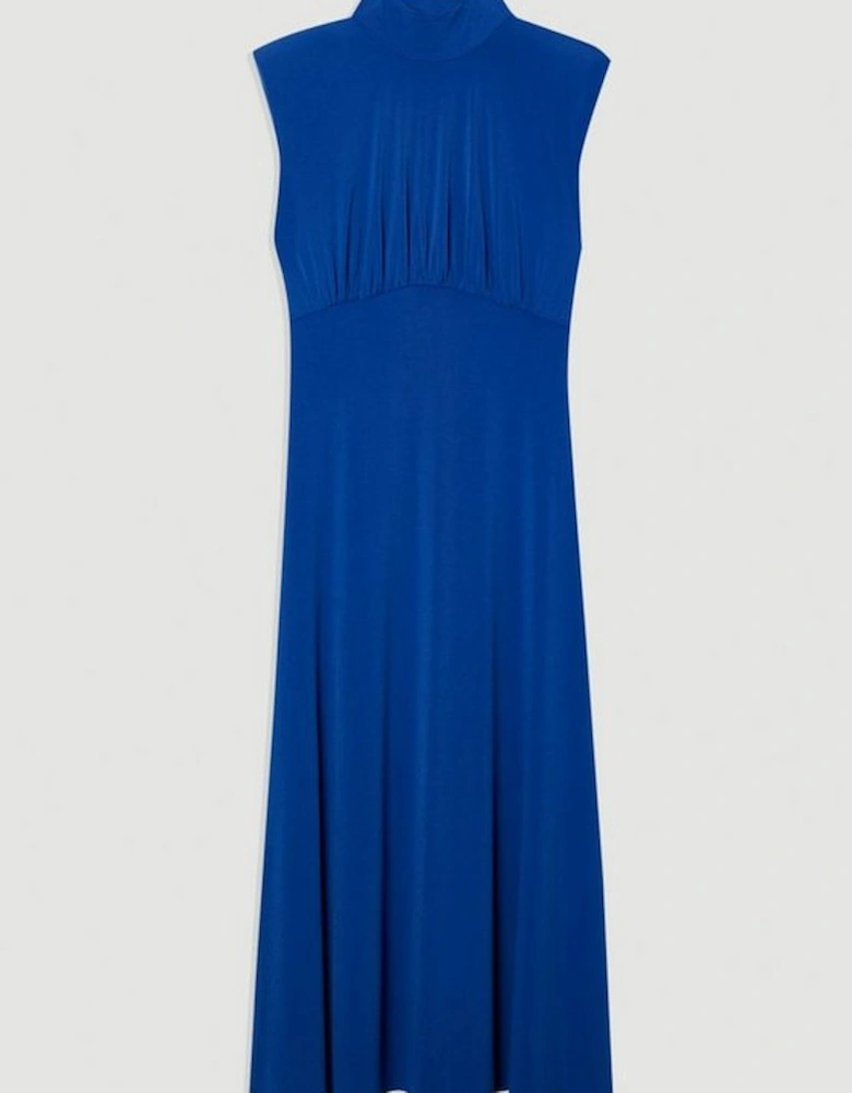 Drapey Crepe Jersey Corset Detail Maxi Dress