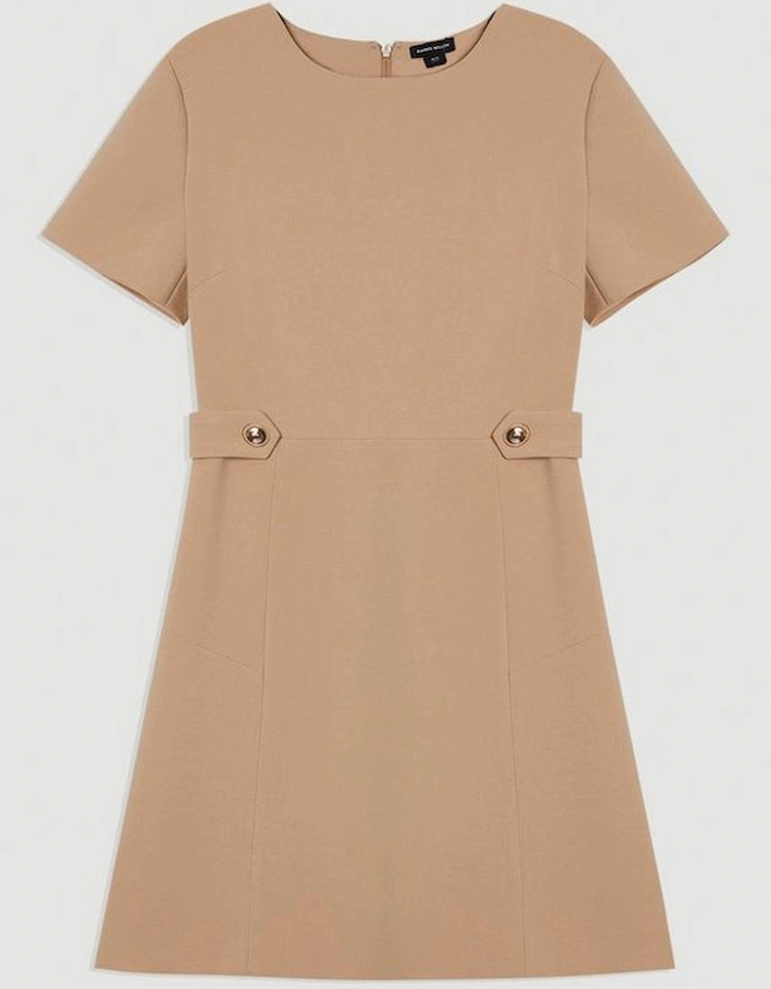 Compact Stretch Essential Waist Tab Detail Tailored Mini Dress