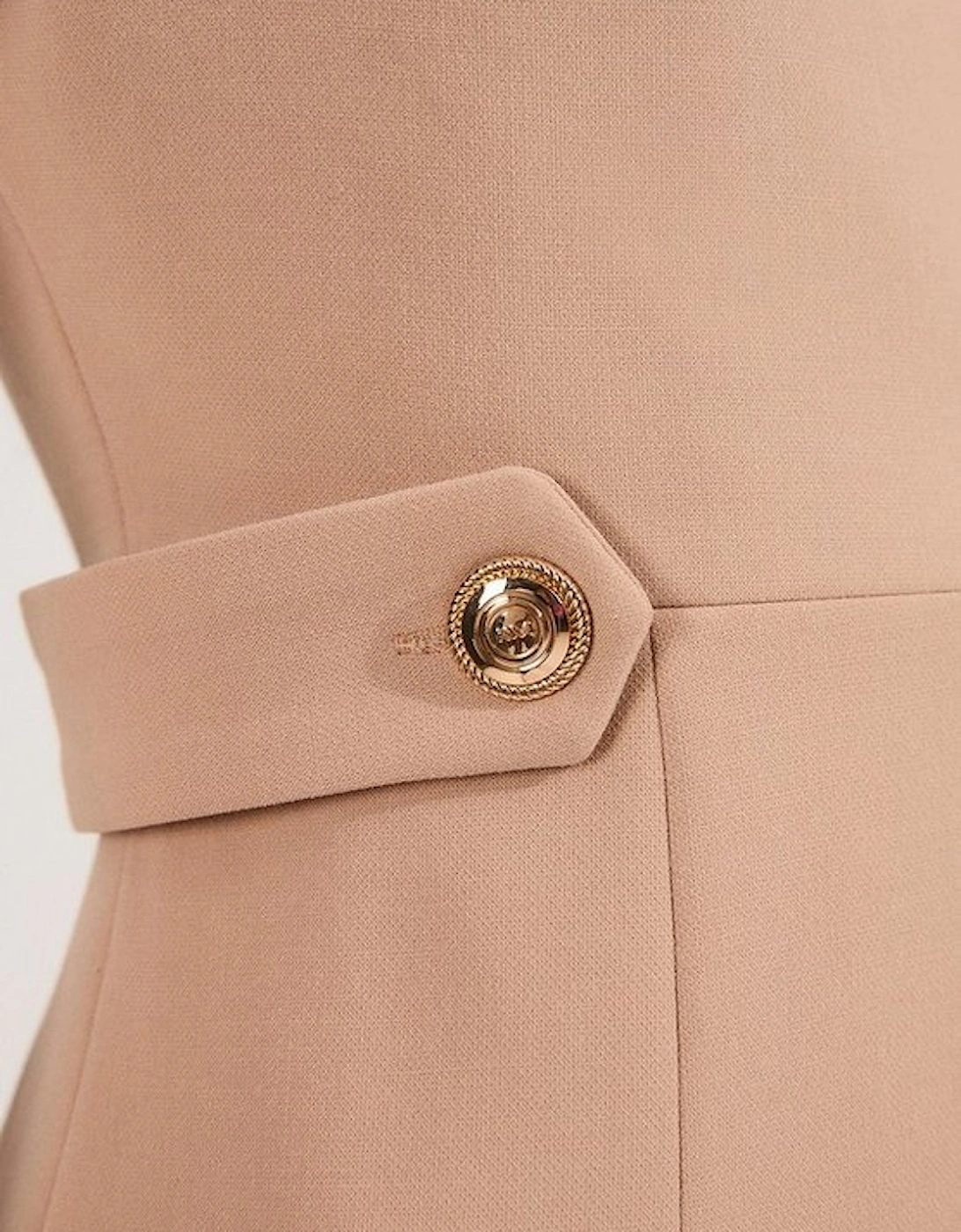 Compact Stretch Essential Waist Tab Detail Tailored Mini Dress