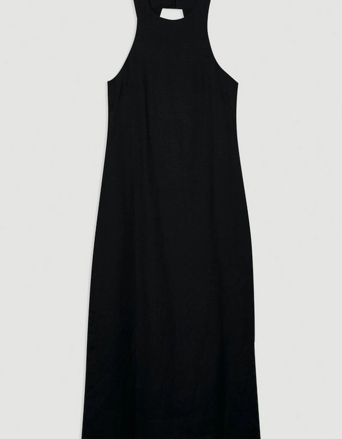 Viscose Linen Halter Open Back Woven Column Dress