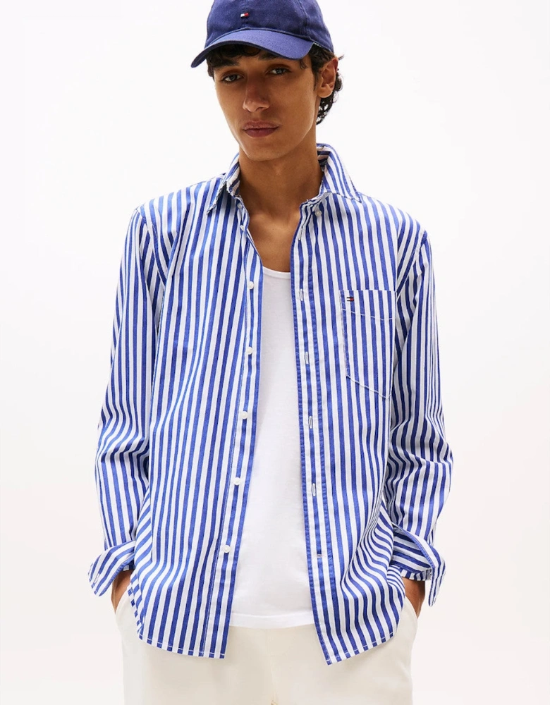 Flex Poplin Bold Stripe Shirt  0A4 Wedge Blue/Stripe