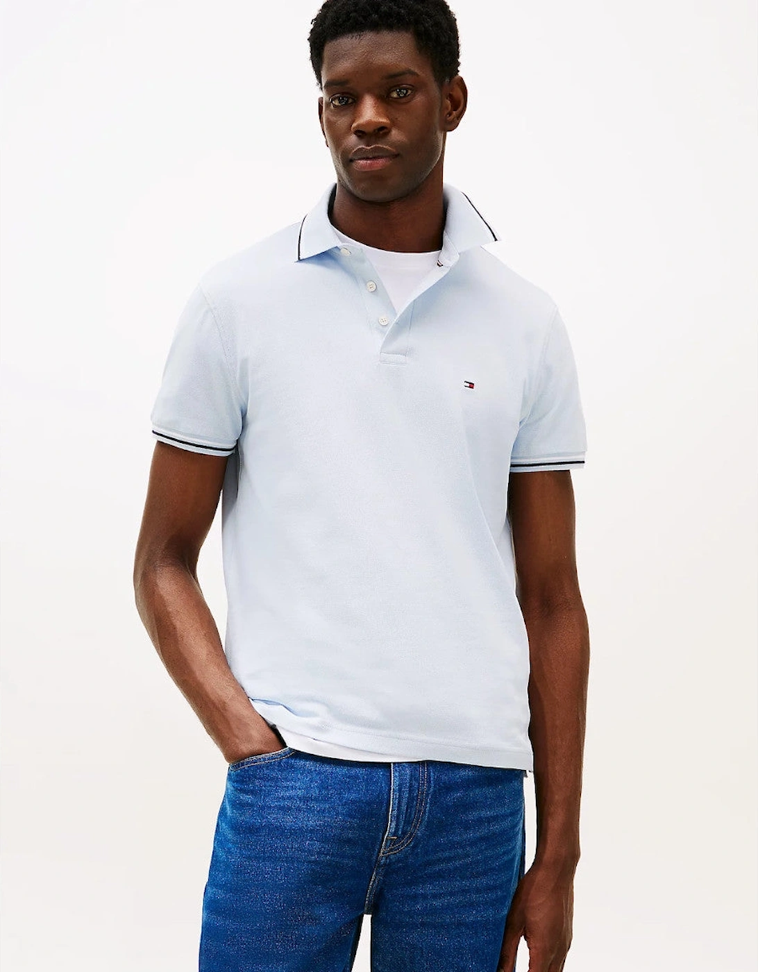 Tipped Slim Fit Seasonal Polo Shirt C10 Breezy Blue