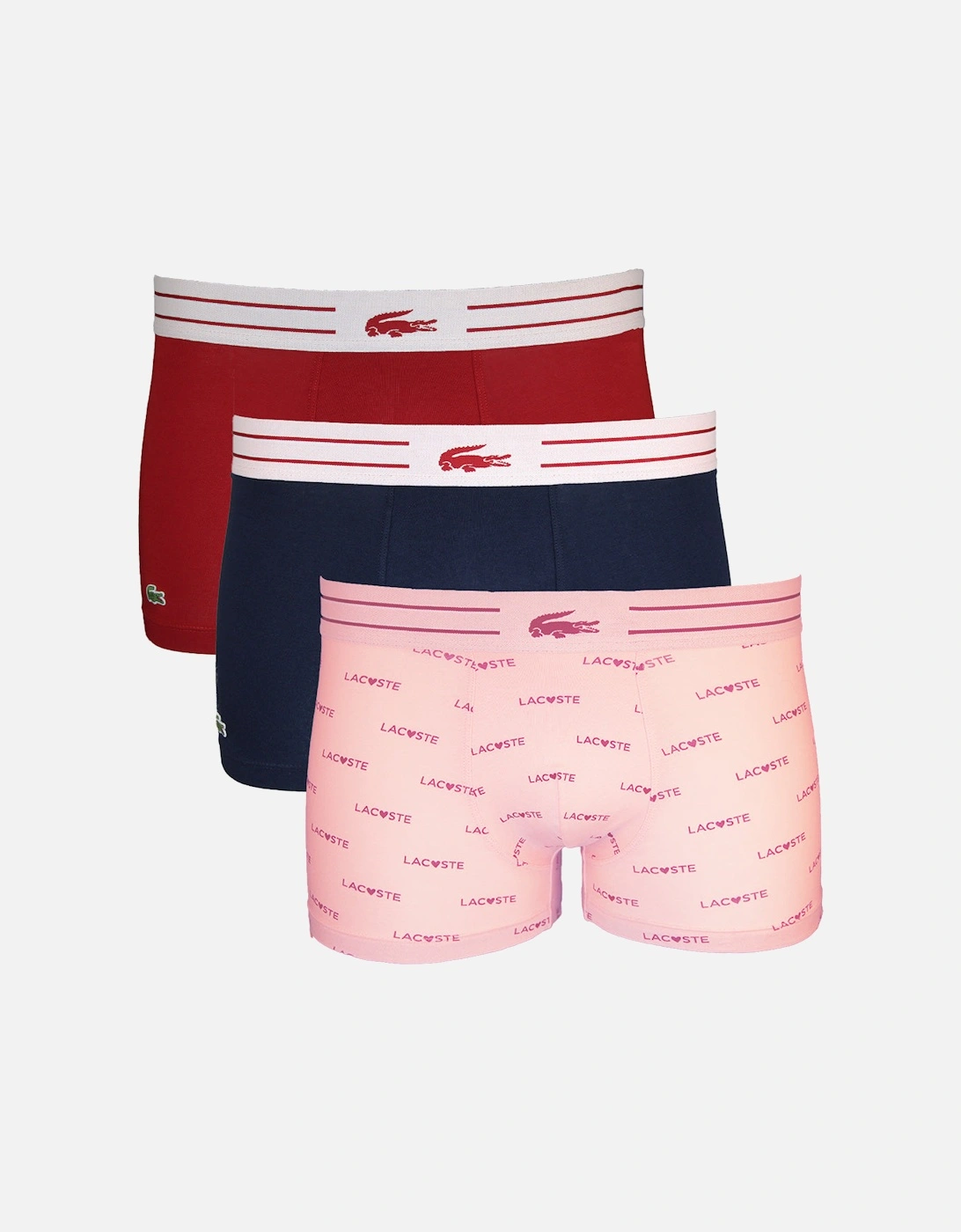 3-Pack Valentine's Day Boxer Trunks, Pink, Red, Blue, 2 of 1