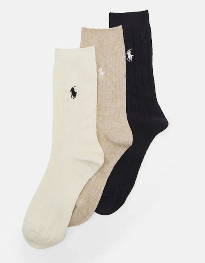 Women's Knit Crew Sock 3-Pack - Navy Assorted